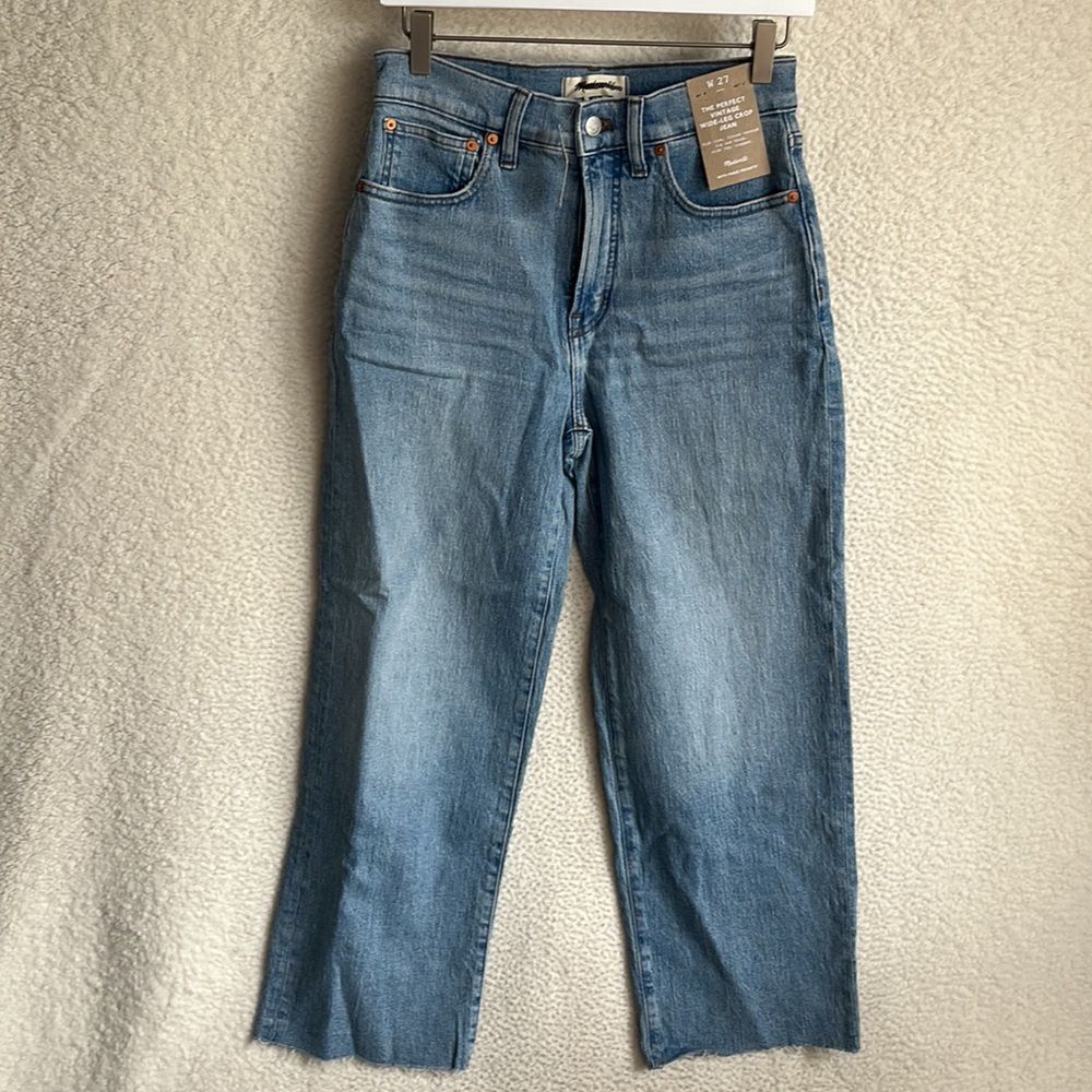Madewell The Perfect Vintage Wide Leg Crop Jeans Womens Size 27 Blue
